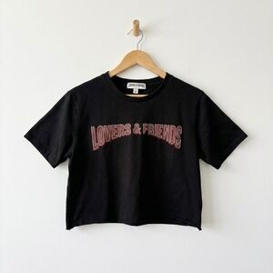 Lovers & Friends Festival 2022 Rhinestone Crop Top Black Shirt Usher TLC Size M